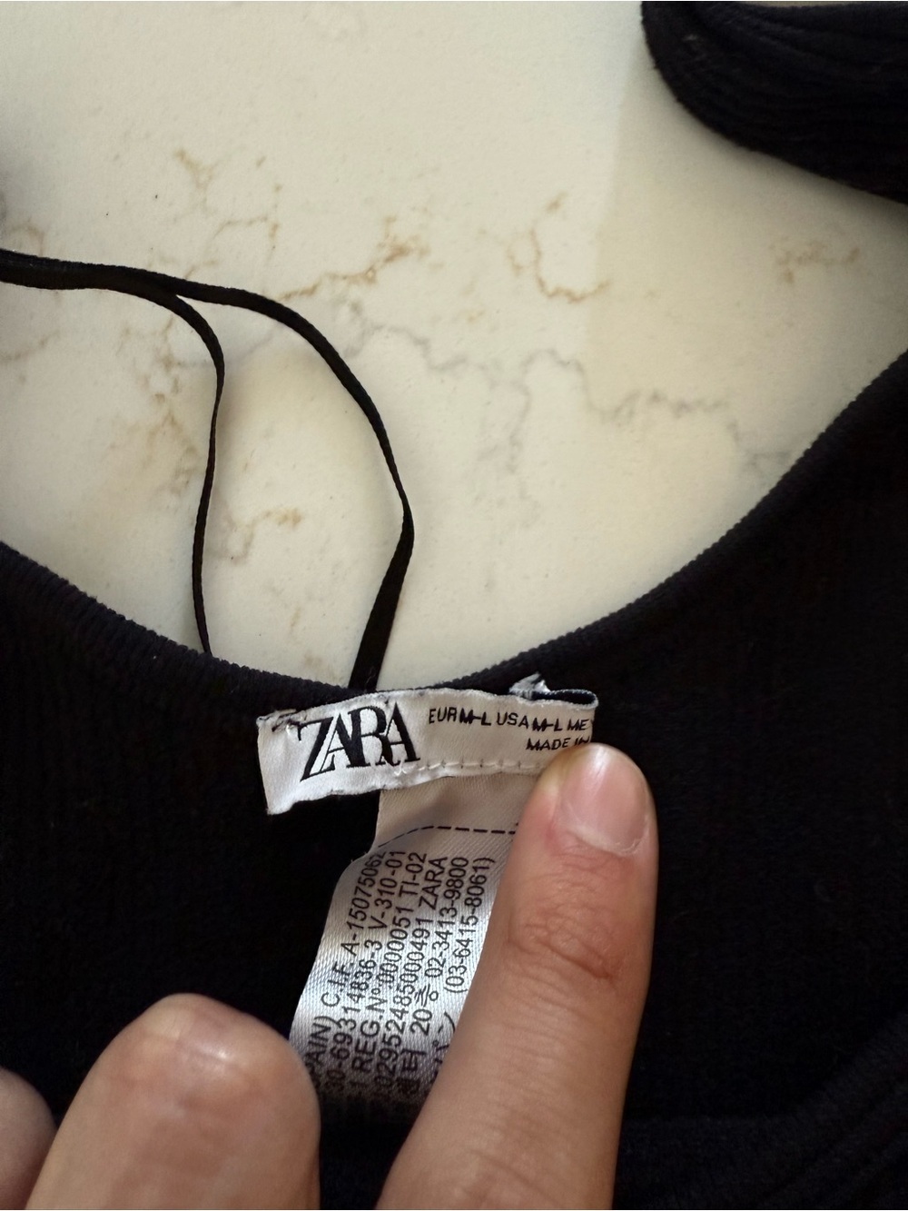 Zara Black Ribbed One-Piece Bodysuit - Picture 3 of 3